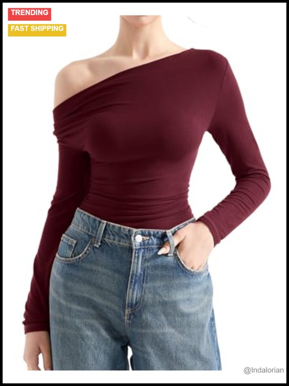 Women's Off Shoulder Cowl Neck Long Sleeve Blouse Modal Soft Going Out Top